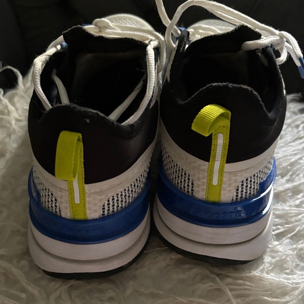 Lacoste White and Blue Sneakers with Green Accents - Picture 7 of 8